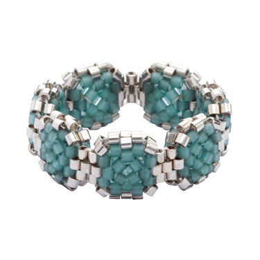Anillo Diamantes Cuadrados Plata Ajustable Azul